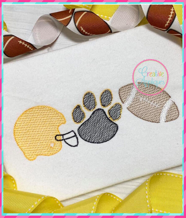 Sketch Stitch Football Tiger Paw Embroidery - Image 3