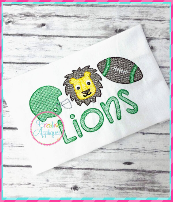 Sketch Stitch Lion Football Embroidery - Image 2