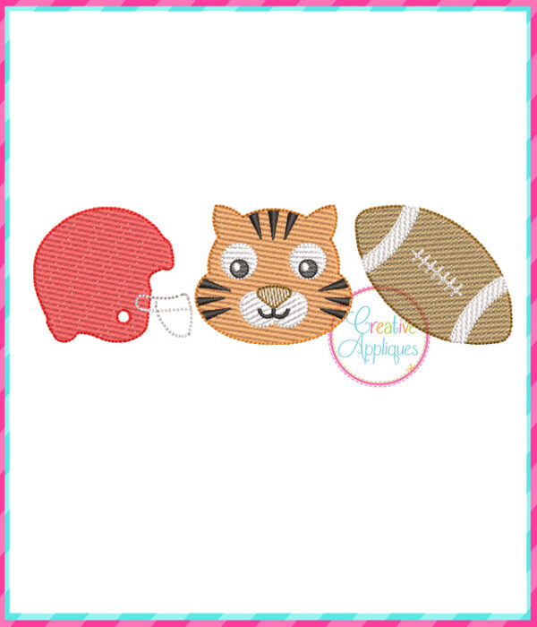 Sketch Stitch Tiger Football Embroidery