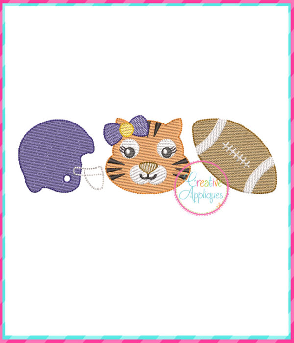 Sketch Stitch Girl Tiger Football Embroidery