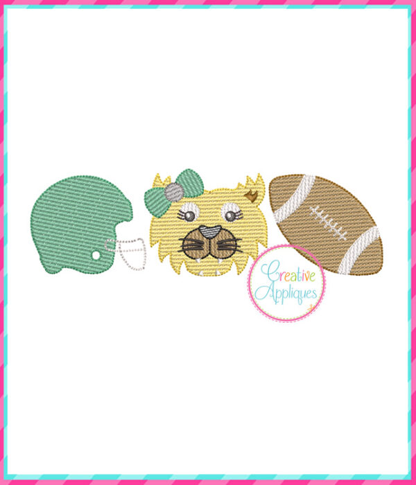 Sketch Stitch Girl Wildcat Football Embroidery