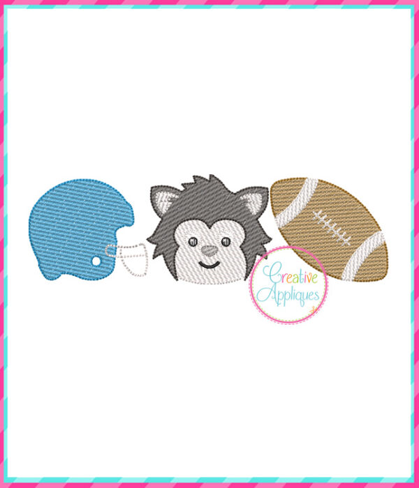 Sketch Stitch Wolf Football Embroidery