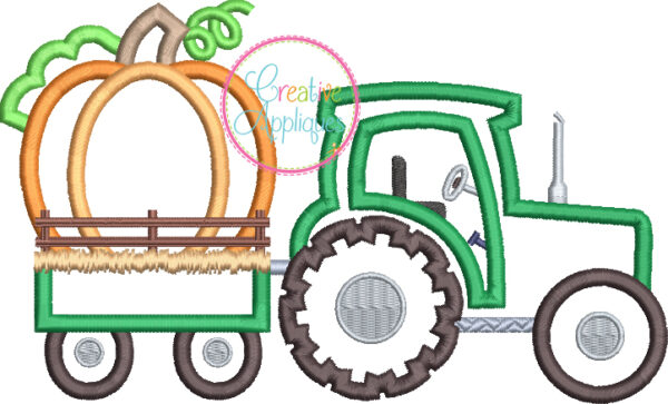 Pumpkin Tractor Applique - Image 2