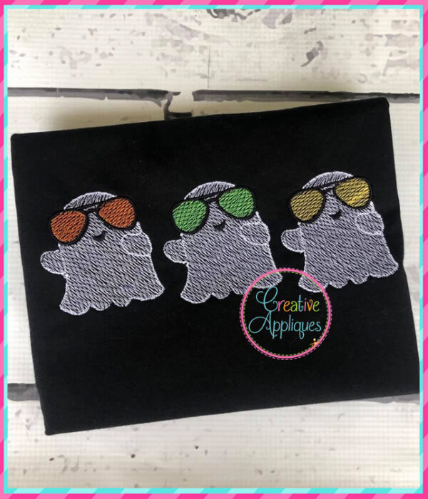 Sketch Stitch Ghost Glasses Trio Embroidery - Image 2