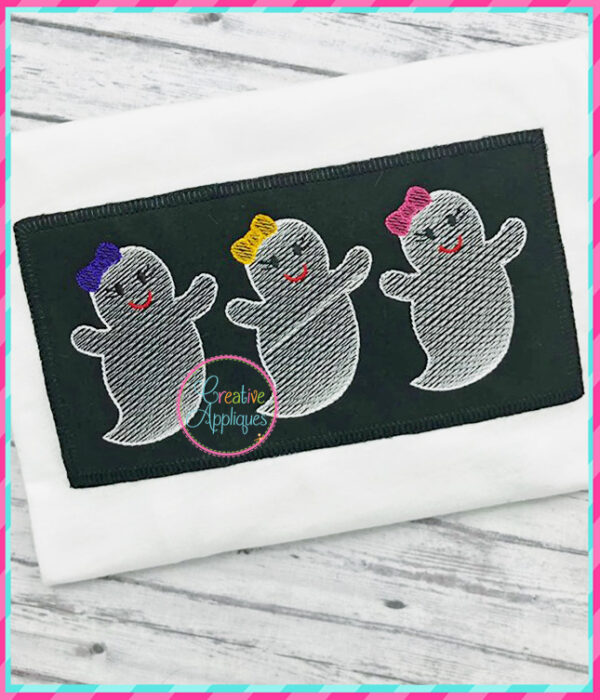 Sketch Stitch Girl Ghost Trio Embroidery - Image 3