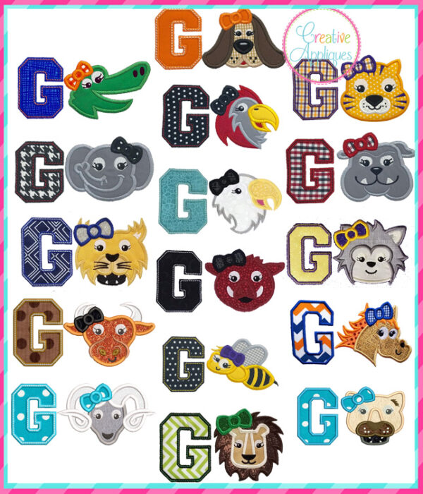 Go Girl Mascot Applique Set