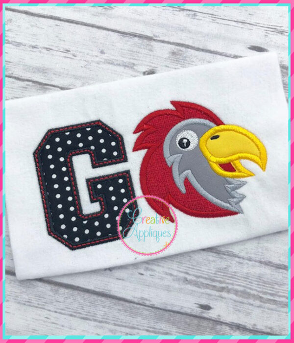 Go Falcon Cardinal Seahawk Hawk Applique