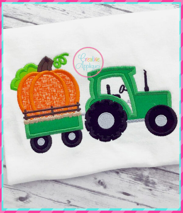 Pumpkin Tractor Applique - Image 3