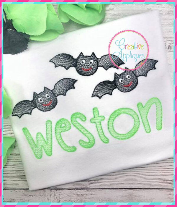 Sketch Stitch Bat Trio Embroidery