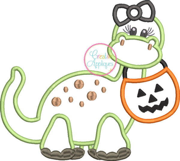 Halloween Dinosaur Girl Applique - Image 3