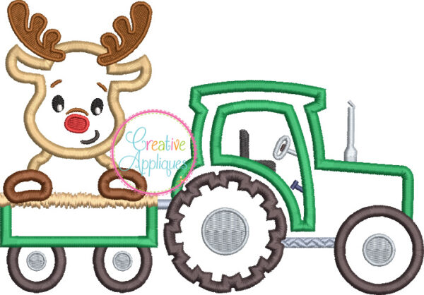 Tractor Reindeer Applique - Image 2