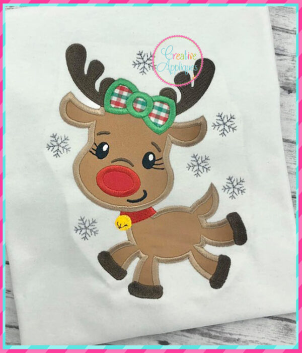 Flying Girl Reindeer Applique - Image 4