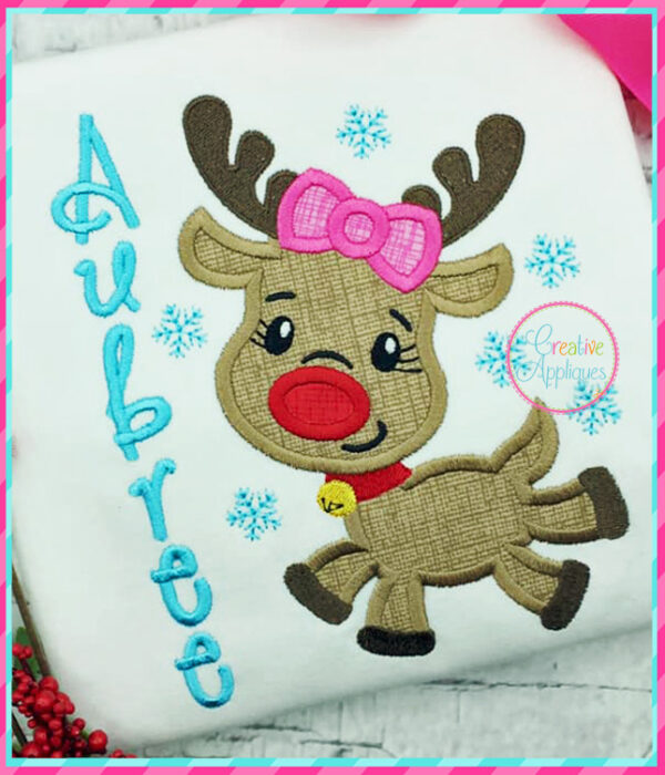 Flying Girl Reindeer Applique - Image 6