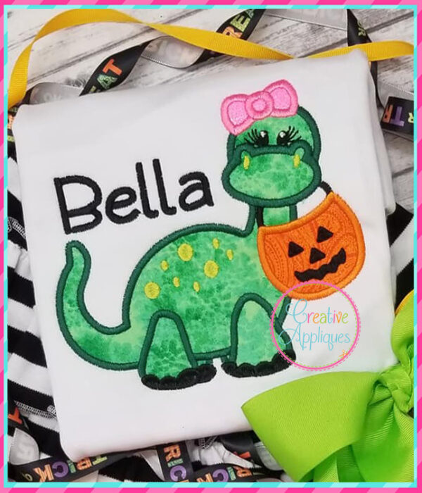 Halloween Dinosaur Girl Applique - Image 2