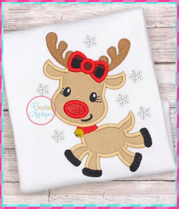 Flying Girl Reindeer Applique