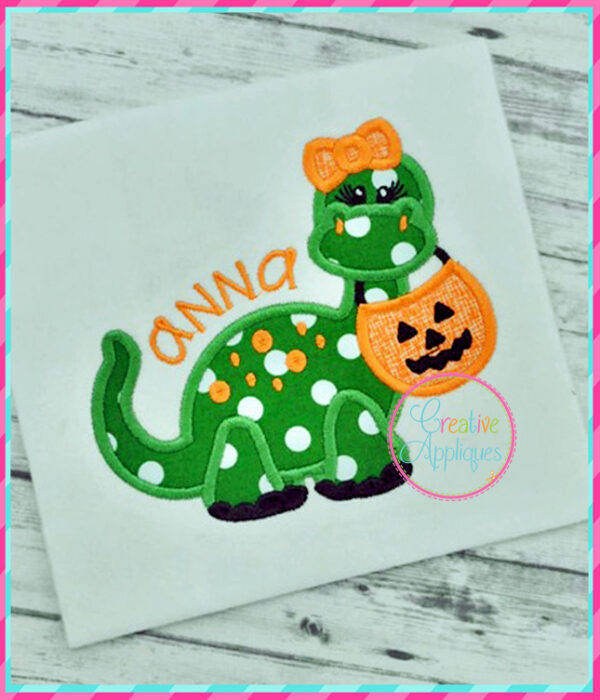 Halloween Dinosaur Girl Applique