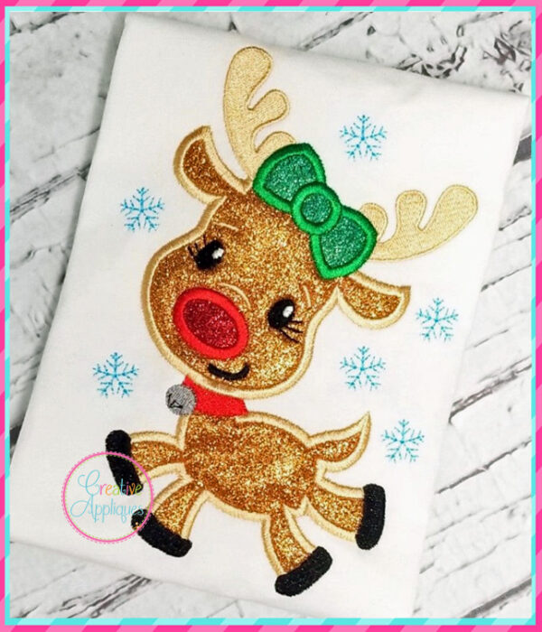 Flying Girl Reindeer Applique - Image 2