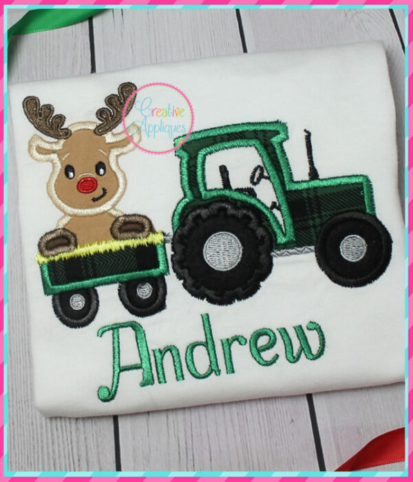 Tractor Reindeer Applique - Image 4