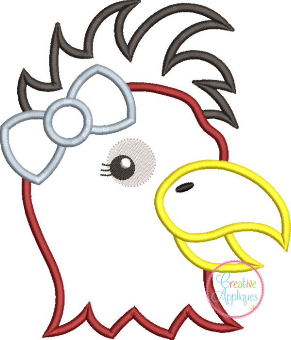 Girl Rooster Applique Design - Image 2