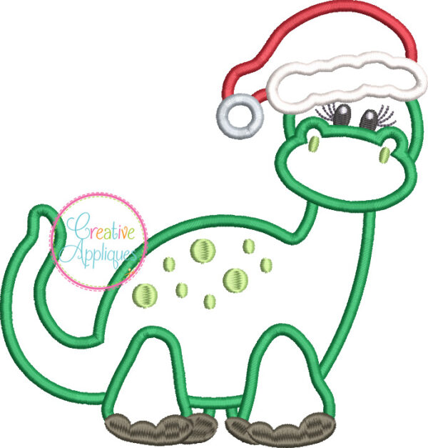 Girl Dinosaur Santa Applique - Image 2