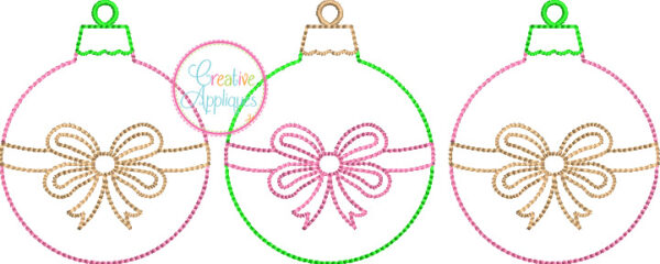 Bean Stitch Ornament Bow Trio Applique - Image 2