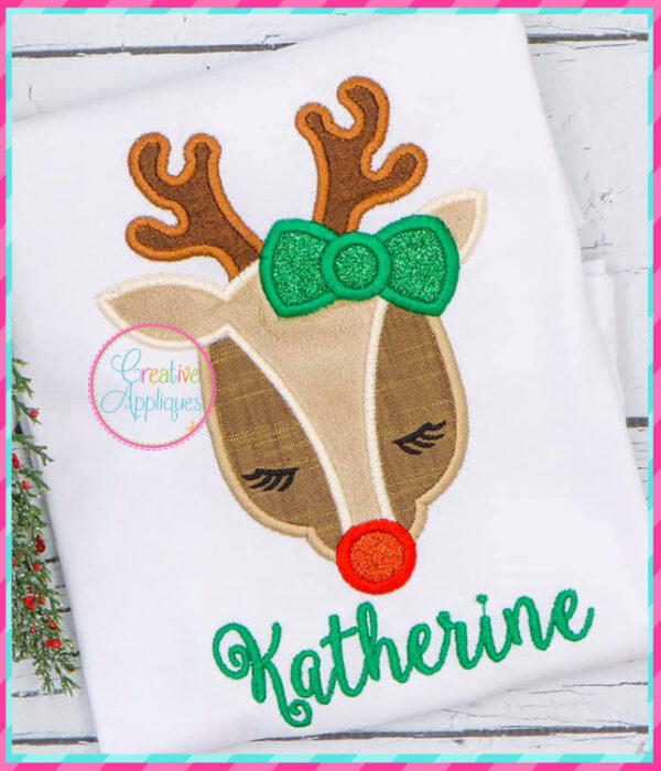 Girl Reindeer Applique