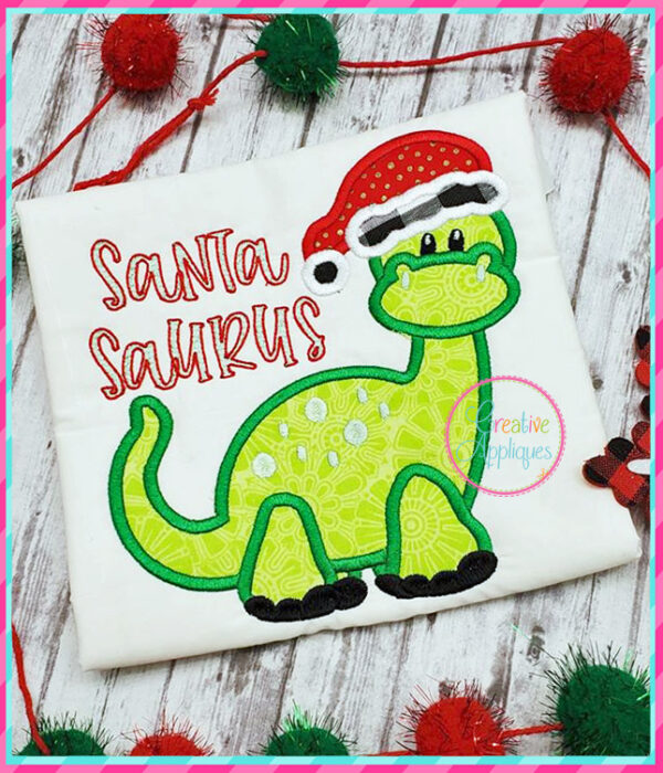 Santa Dinosaur Applique