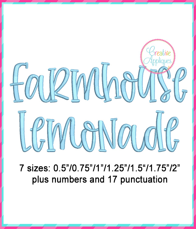 Download Farmhouse Lemonade Embroidery Font Creative Appliques