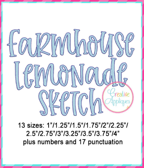 Sketch Stitch Farmhouse Lemonade Embroidery Font