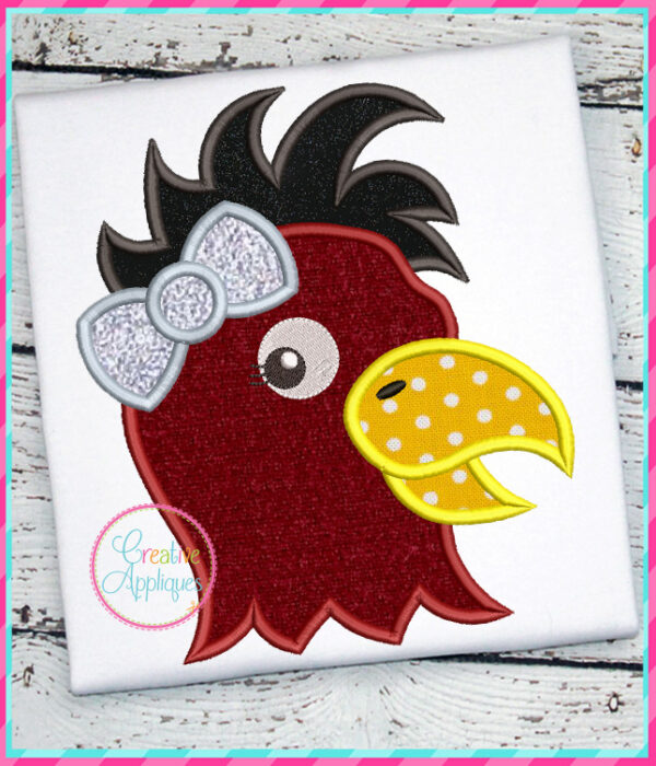 Girl Rooster Applique Design