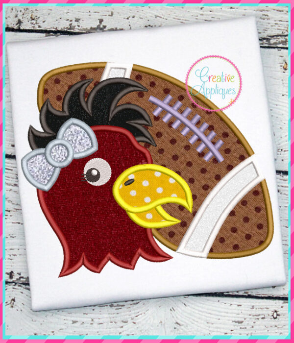 Girl Rooster Football Applique Design