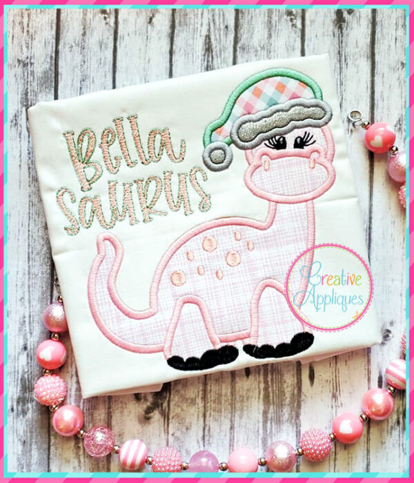 Girl Dinosaur Santa Applique - Image 3