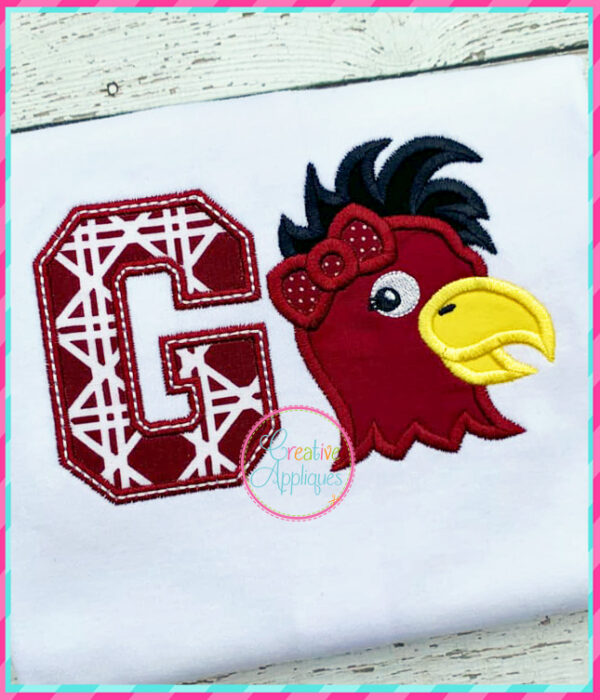 Go Rooster Girl Applique Design