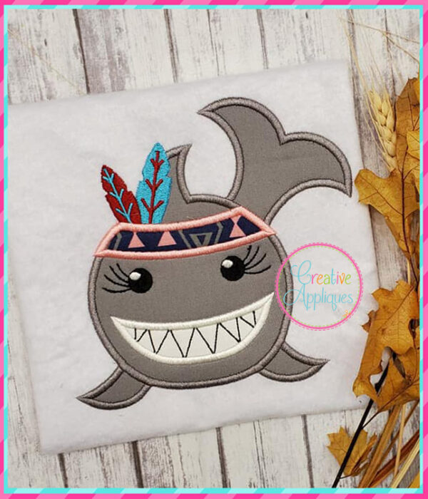 Girl Indian Shark Applique