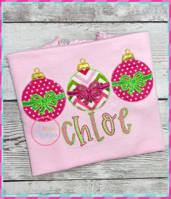 Bean Stitch Ornament Bow Trio Applique