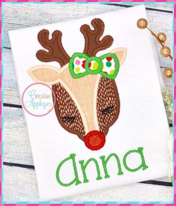 Girl Reindeer Applique - Image 3