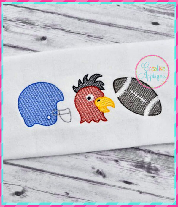 Sketch Stitch Rooster Football Embroidery Design