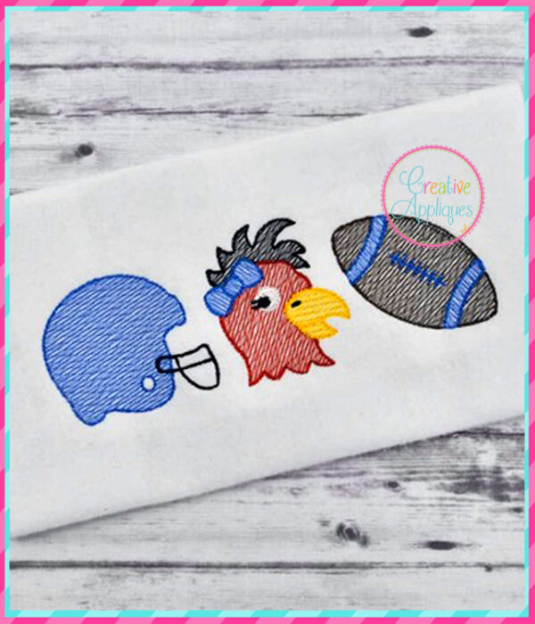 Sketch Stitch Rooster Girl Football Embroidery Design