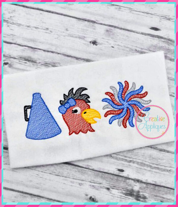 Sketch Stitch Rooster Cheer Embroidery Design