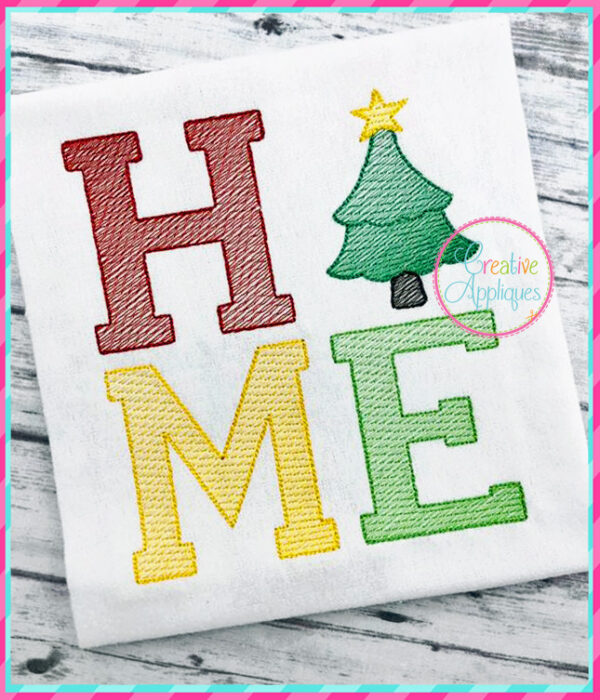 Sketch Stitch Home Tree Embroidery