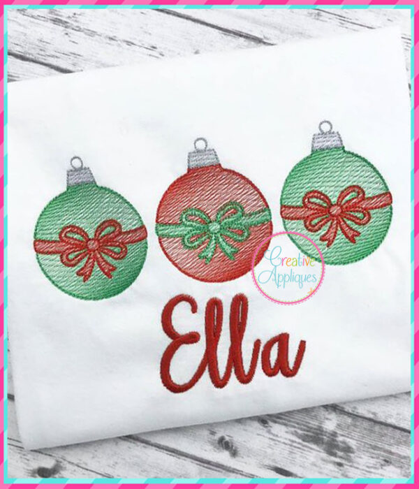 Sketch Stitch Ornament Bow Trio Embroidery - Image 2