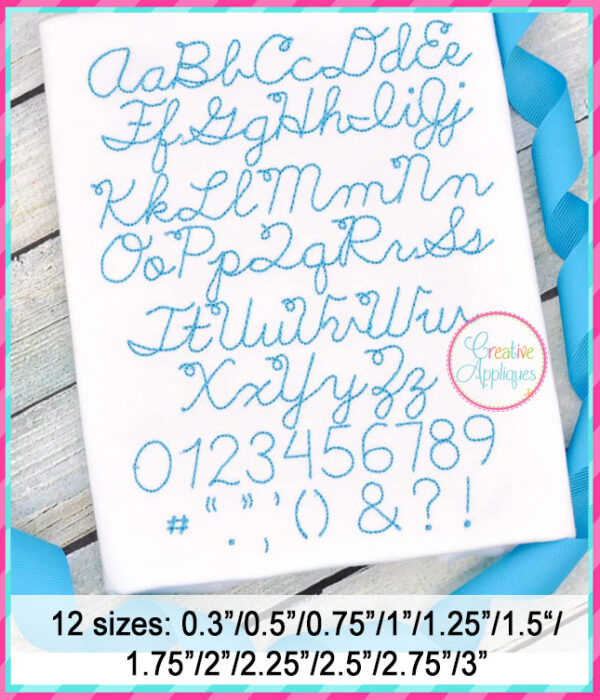 Cursive Floss Embroidery Font - Image 3