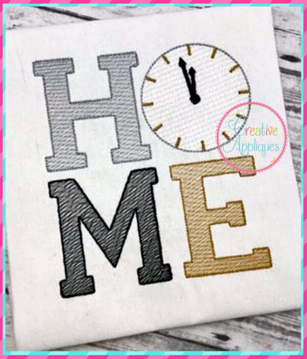 Sketch Stitch Home Clock Embroidery