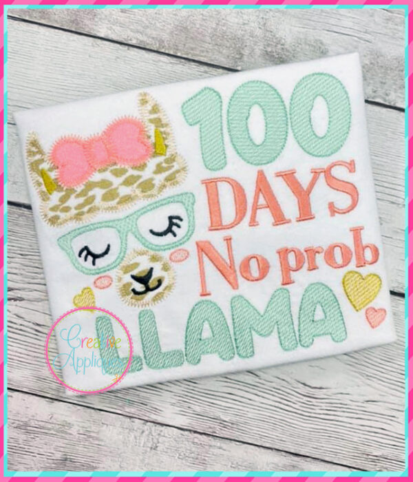 100 Days No Prob Llama Applique - Image 3