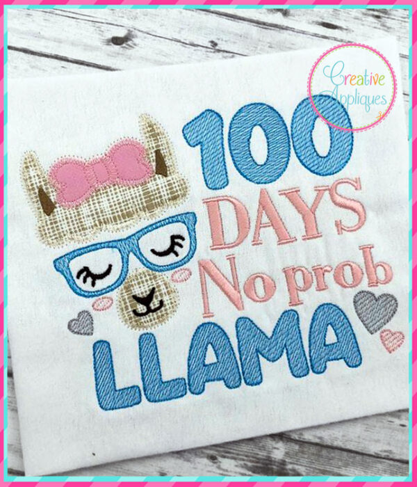 100 Days No Prob Llama Applique - Image 5