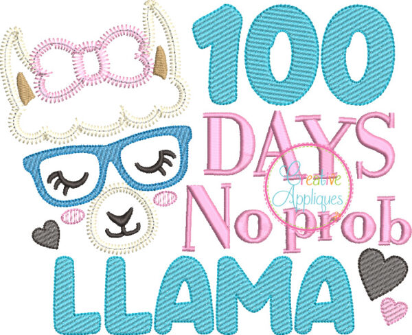 100 Days No Prob Llama Applique - Image 2