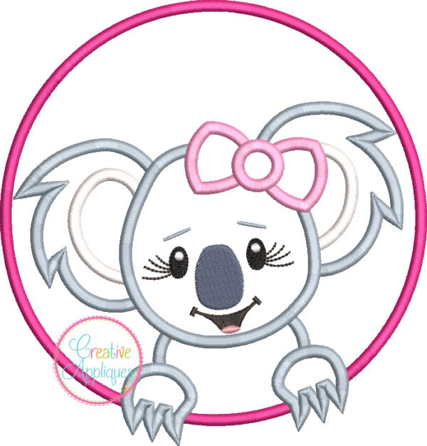 Girl Koala Circle Applique - Image 2