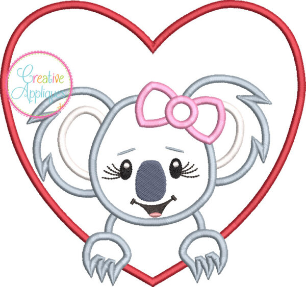 Girl Koala Heart Applique - Image 2