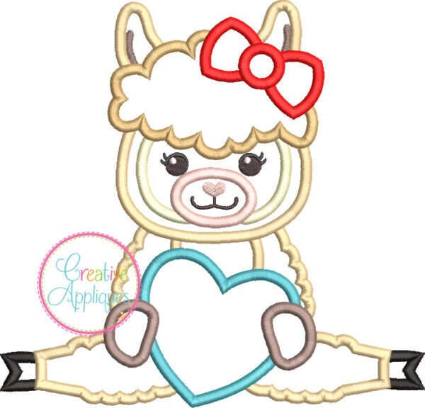 Girl Llama Heart Applique - Image 2