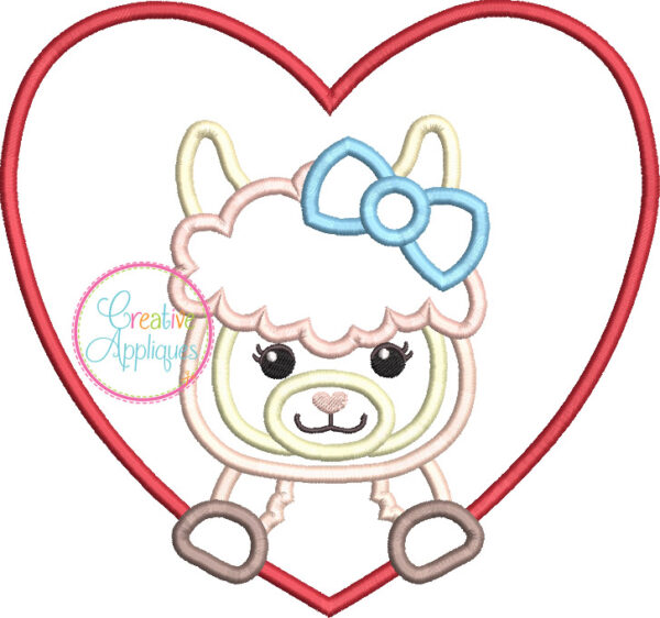 Girl Llama Heart Applique - Image 2